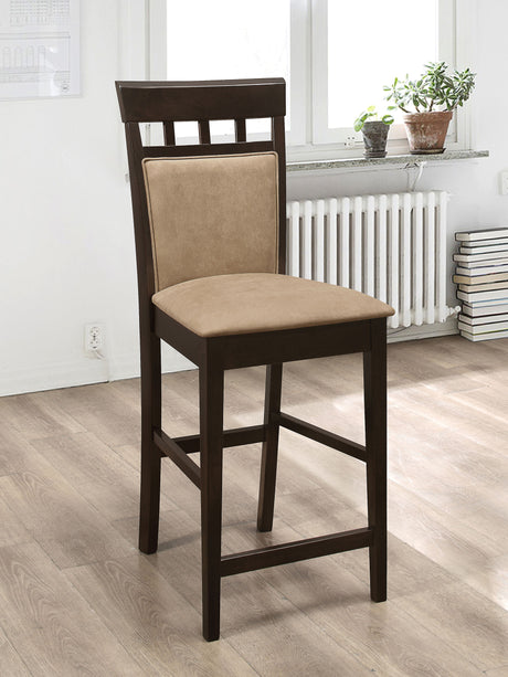 Clanton Upholstered Counter Height Stools Cappuccino And Tan (Set Of 2)