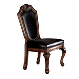 Chateau Black Synthetic Leather & Cherry Finish De Ville Side Chair (Set-2)