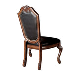 Chateau Black Synthetic Leather & Cherry Finish De Ville Side Chair (Set-2)