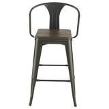 Geneva Wooden Seat Bar Stools Dark Elm And Matte Black (Set Of 2)