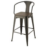 Geneva Wooden Seat Bar Stools Dark Elm And Matte Black (Set Of 2)