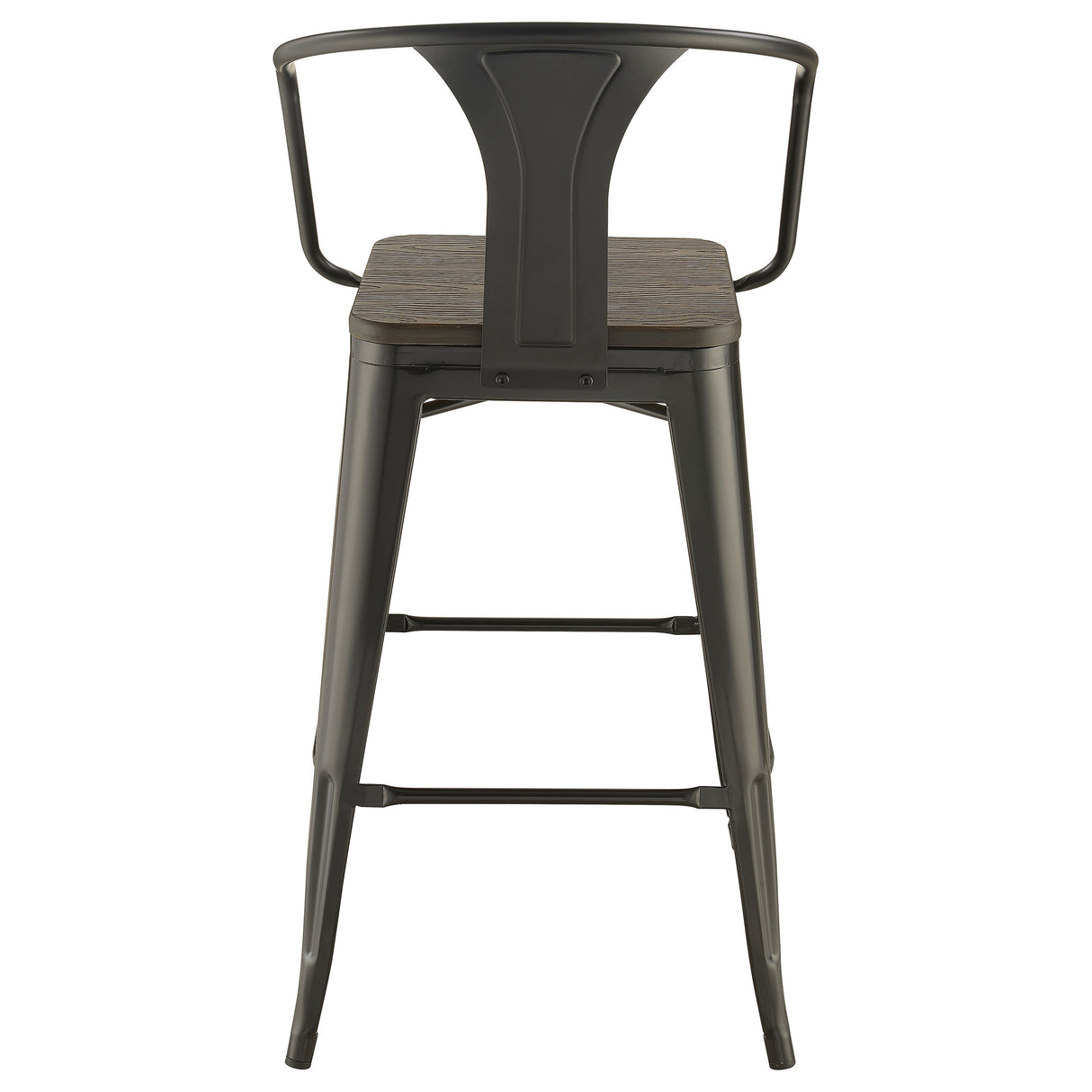 Geneva Wooden Seat Bar Stools Dark Elm And Matte Black (Set Of 2)