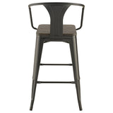 Geneva Wooden Seat Bar Stools Dark Elm And Matte Black (Set Of 2)