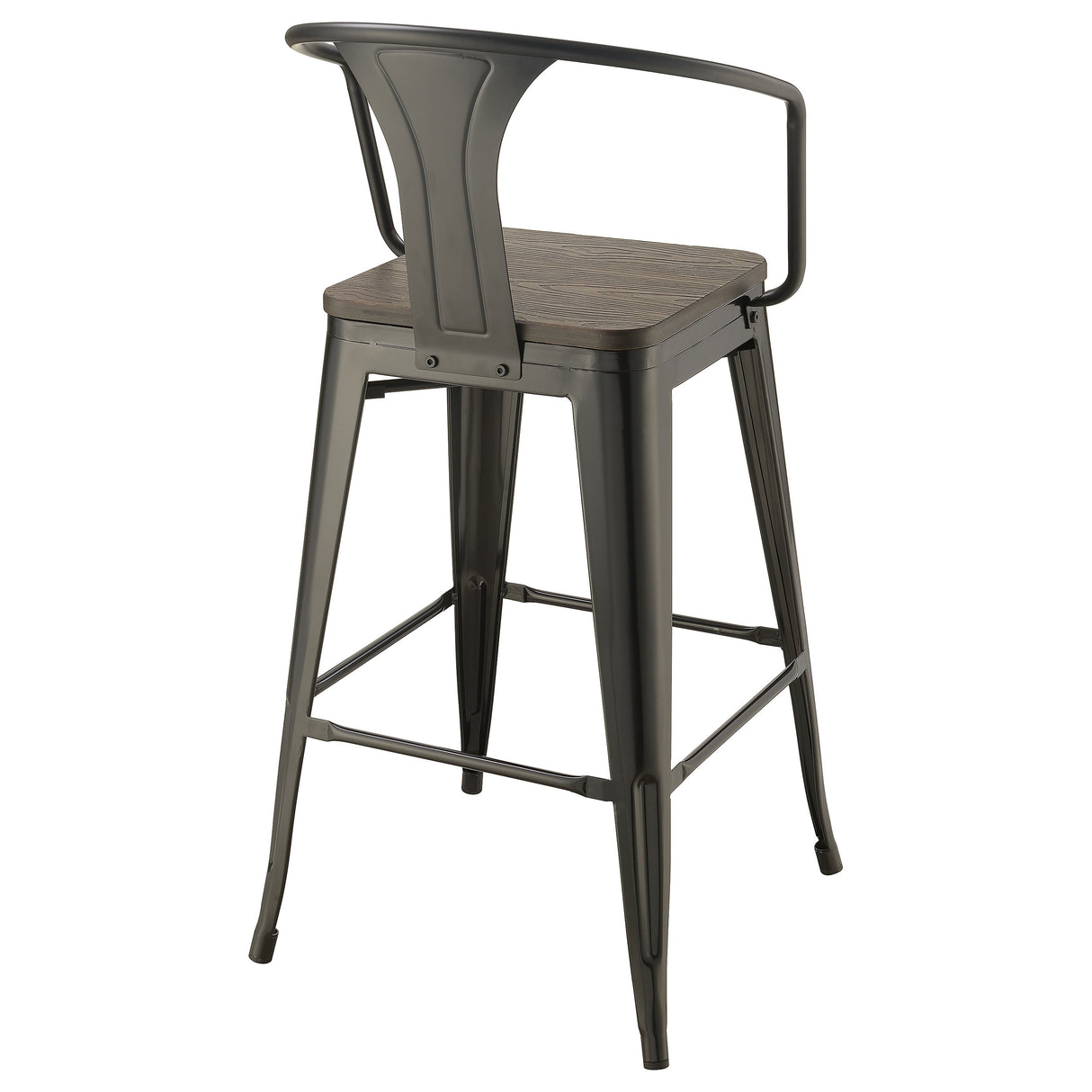 Geneva Wooden Seat Bar Stools Dark Elm And Matte Black (Set Of 2)