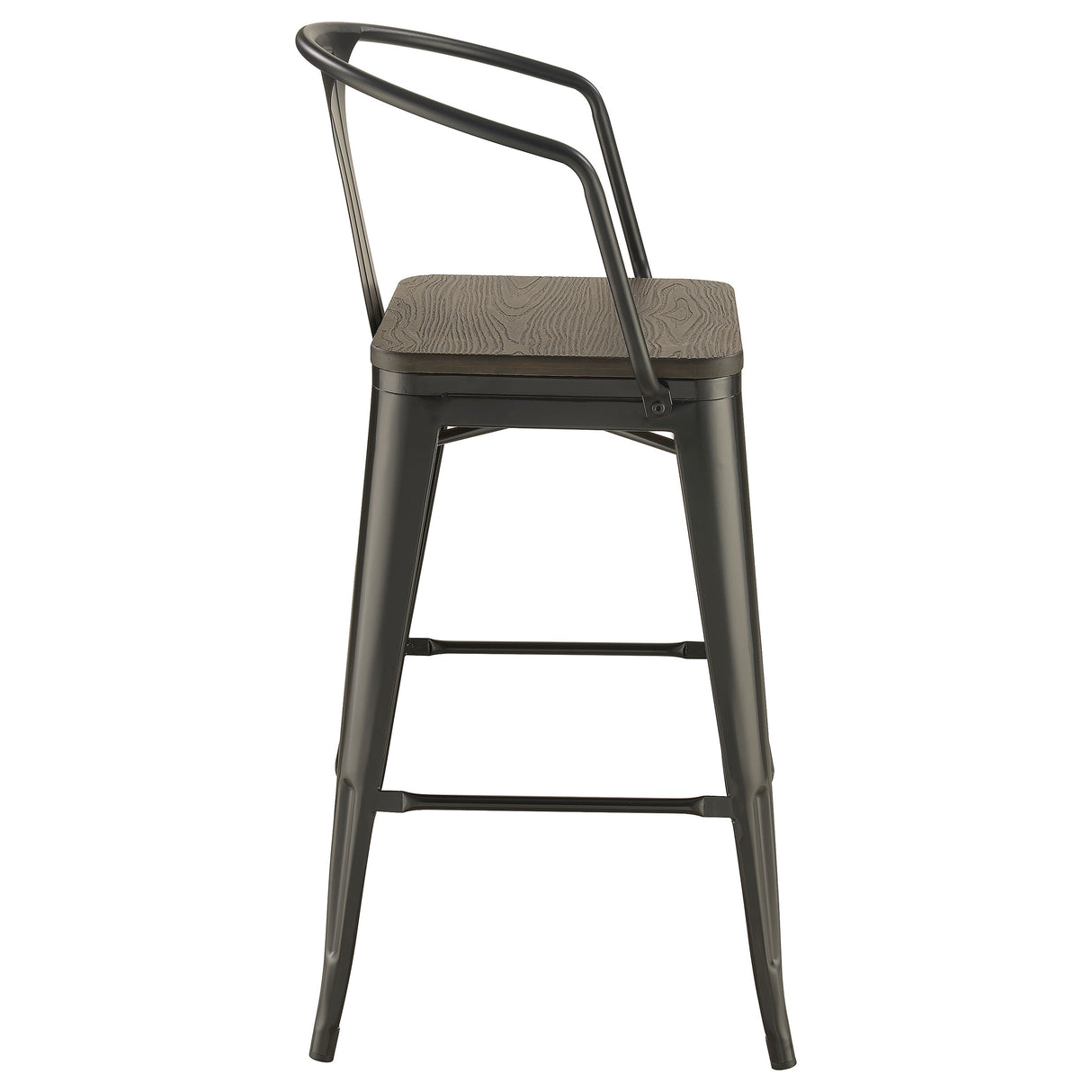 Geneva Wooden Seat Bar Stools Dark Elm And Matte Black (Set Of 2)