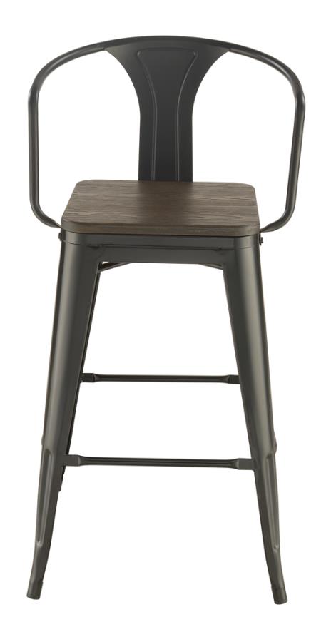 Geneva Wooden Seat Bar Stools Dark Elm And Matte Black (Set Of 2)