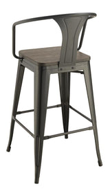 Geneva Wooden Seat Bar Stools Dark Elm And Matte Black (Set Of 2)