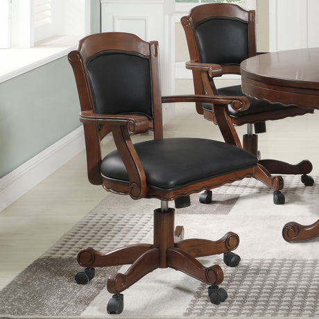 Turk Game Chair With Casters Black And Tobacco