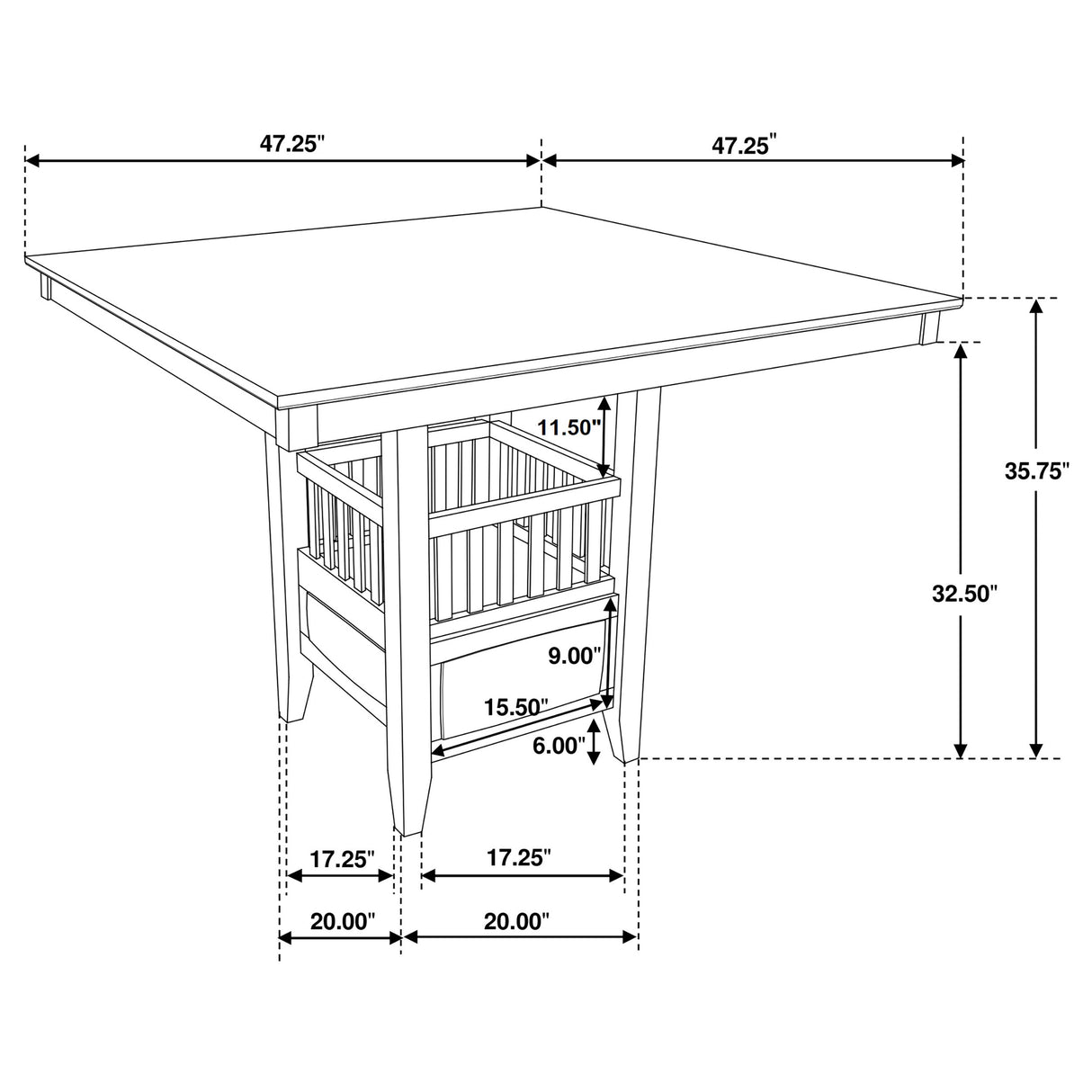 Jaden Square Counter Height Table With Storage Espresso