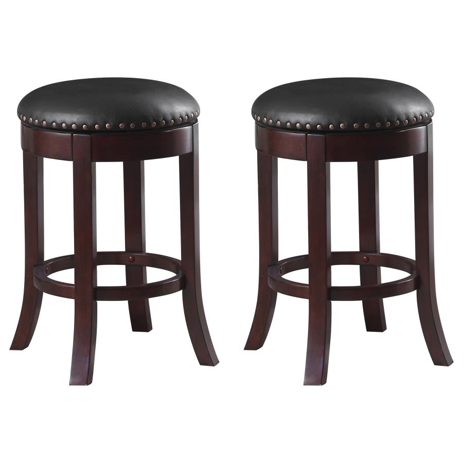 Aboushi Swivel Counter Height Stools With Upholstered Seat Brown (Set Of 2)