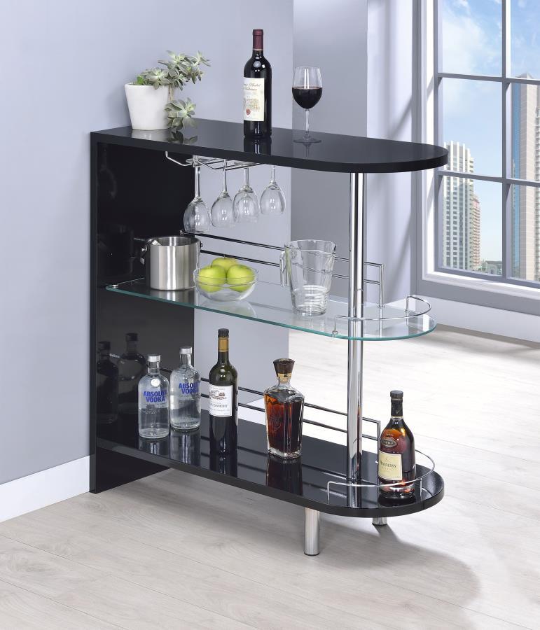 Adolfo 3-Tier Bar Table Glossy Black And Clear