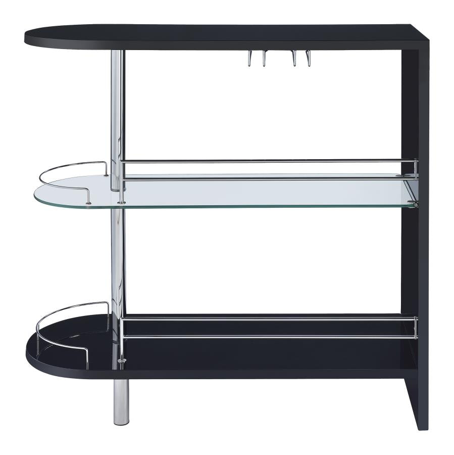 Adolfo 3-Tier Bar Table Glossy Black And Clear