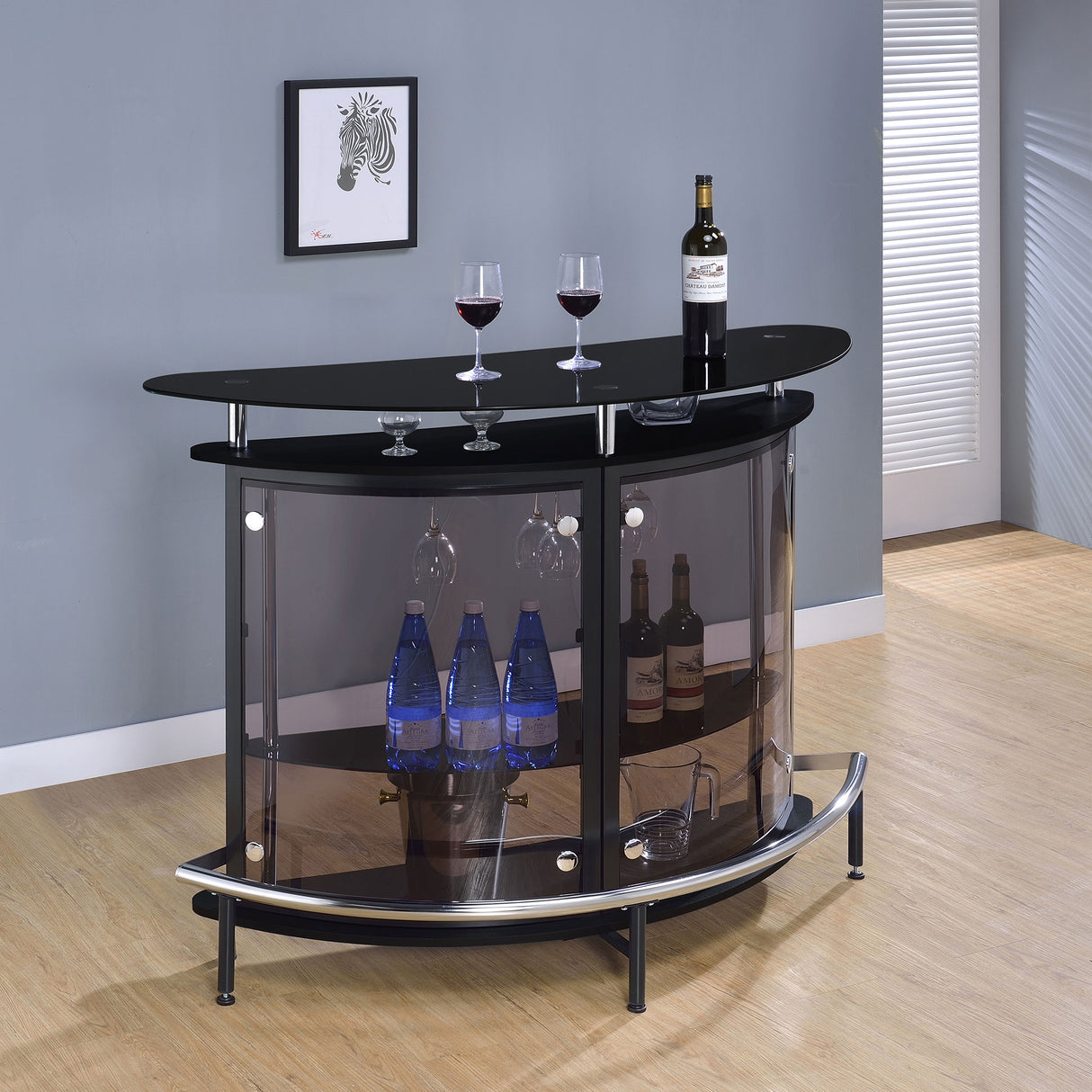 Amarillo 2-Tier Bar Unit Black And Chrome