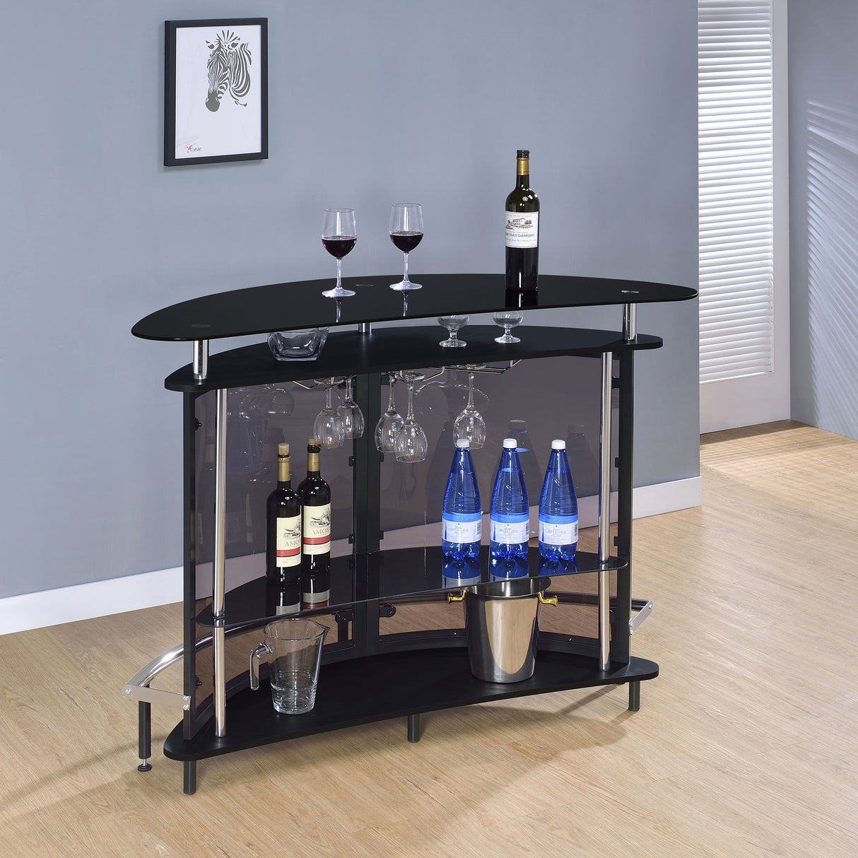 Amarillo 2-Tier Bar Unit Black And Chrome