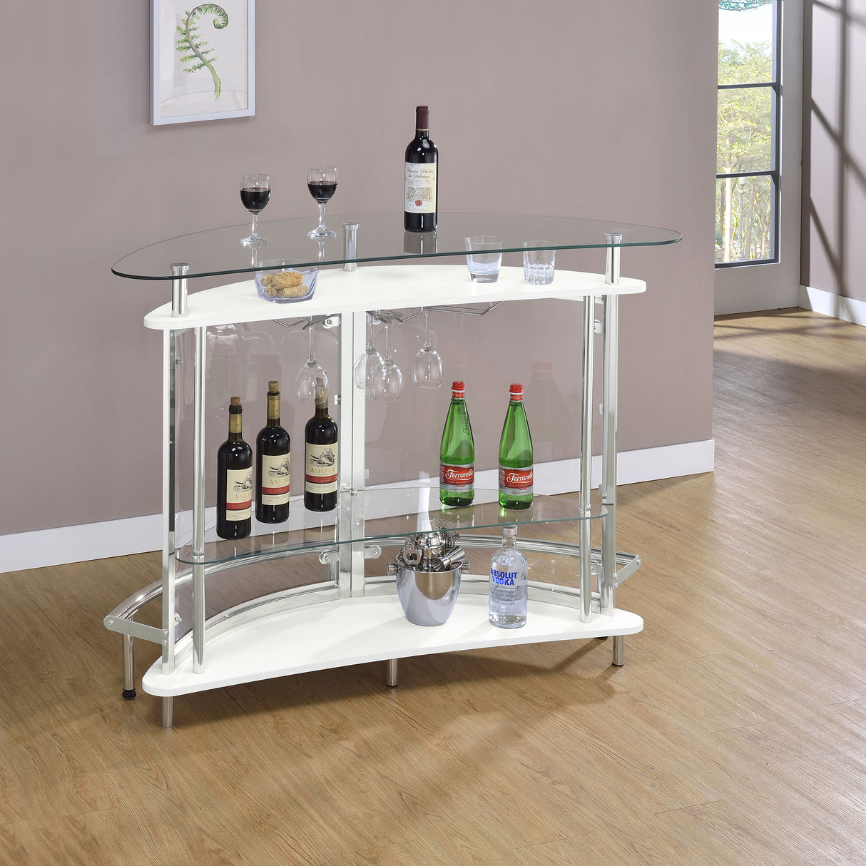 Amarillo 2-Tier Bar Unit White And Chrome