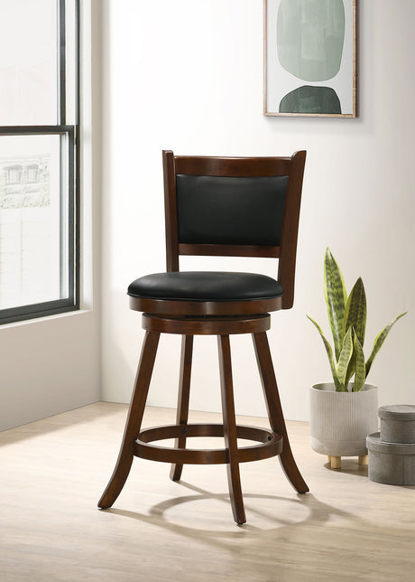 Broxton Upholstered Swivel Counter Height Stools Chestnut And Black (Set Of 2)