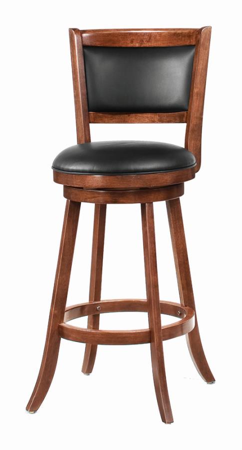 Broxton Upholstered Swivel Bar Stools Chestnut And Black (Set Of 2)