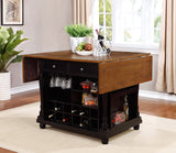 Slater Black 2-Drawer Drop Leaf Kitchen Island Table