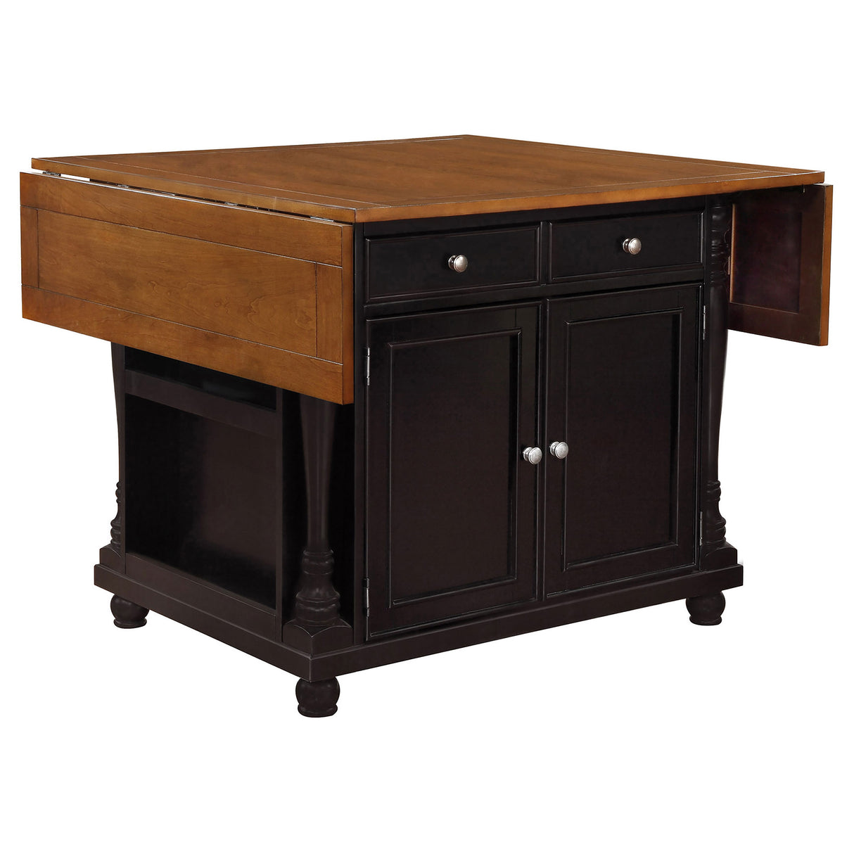 Slater Black 2-Drawer Drop Leaf Kitchen Island Table