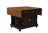 Slater Black 2-Drawer Drop Leaf Kitchen Island Table