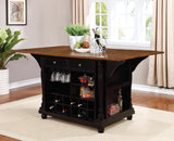 Slater Black 2-Drawer Drop Leaf Kitchen Island Table