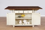 Slater Buttermilk 2-Drawer Drop Leaf Kitchen Island Table