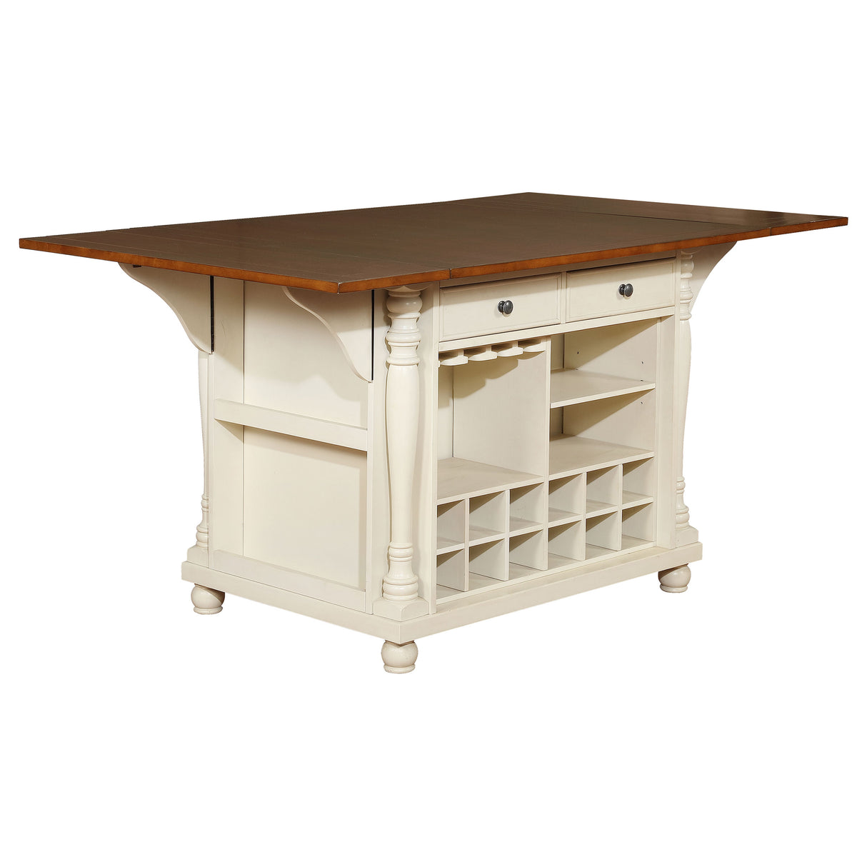 Slater Buttermilk 2-Drawer Drop Leaf Kitchen Island Table