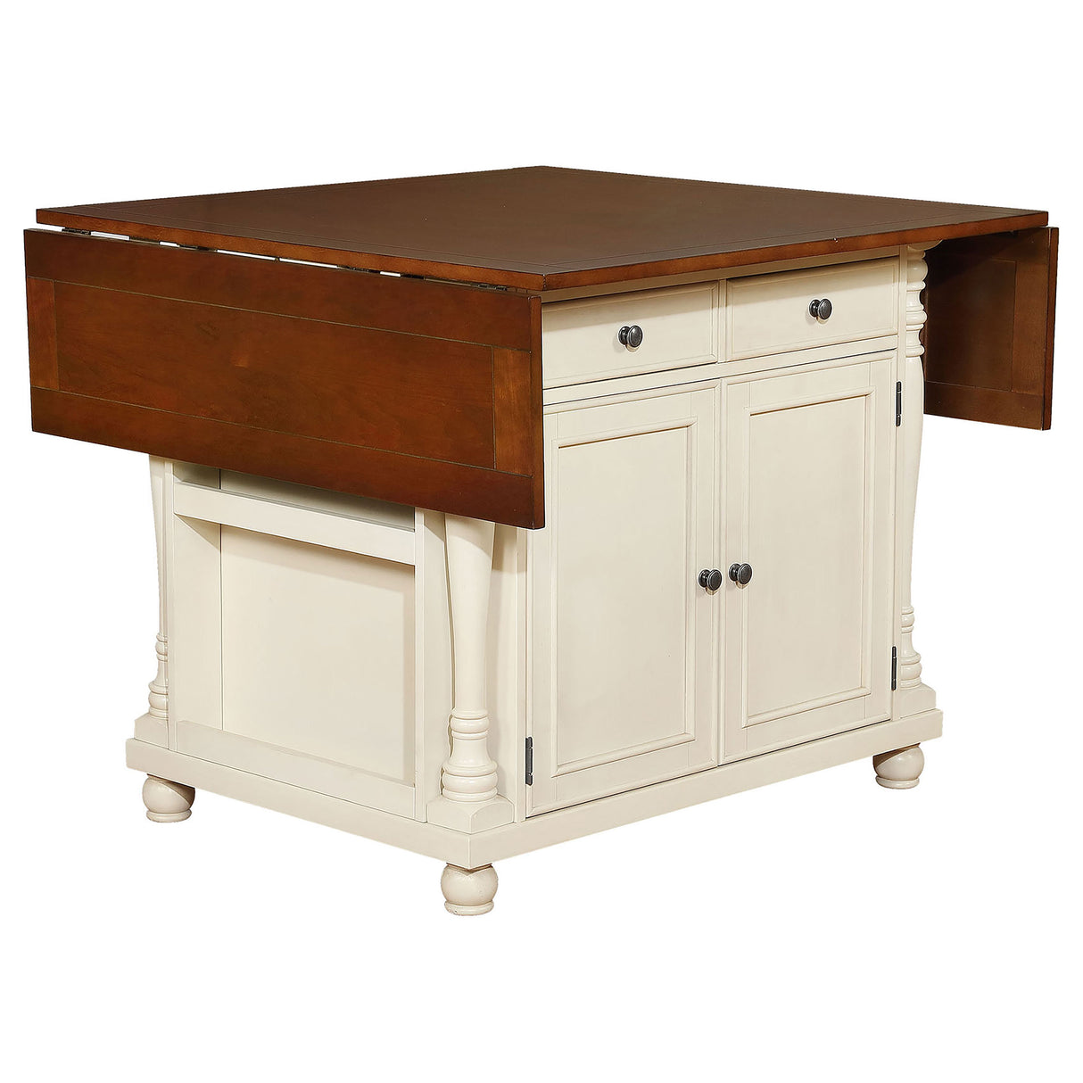 Slater Buttermilk 2-Drawer Drop Leaf Kitchen Island Table