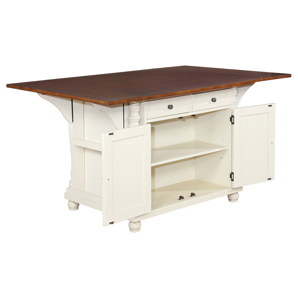 Slater Buttermilk 2-Drawer Drop Leaf Kitchen Island Table