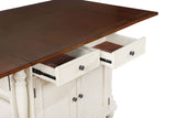 Slater Buttermilk 2-Drawer Drop Leaf Kitchen Island Table