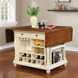 Slater Buttermilk 2-Drawer Drop Leaf Kitchen Island Table