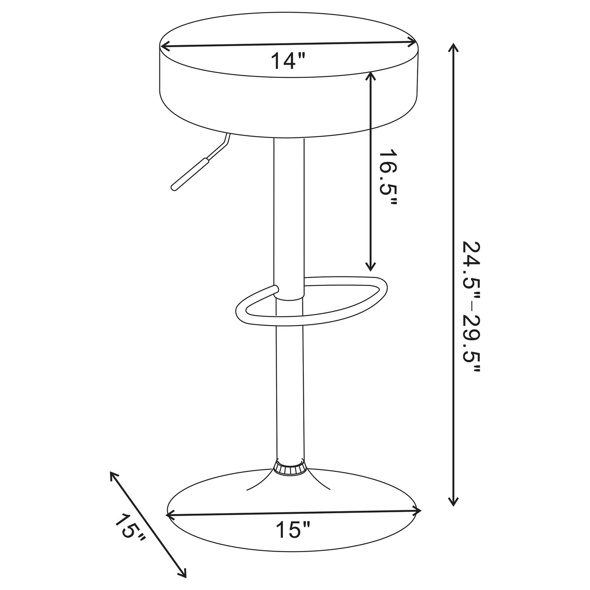 Ramses 29" Adjustable Bar Stool Chrome And White