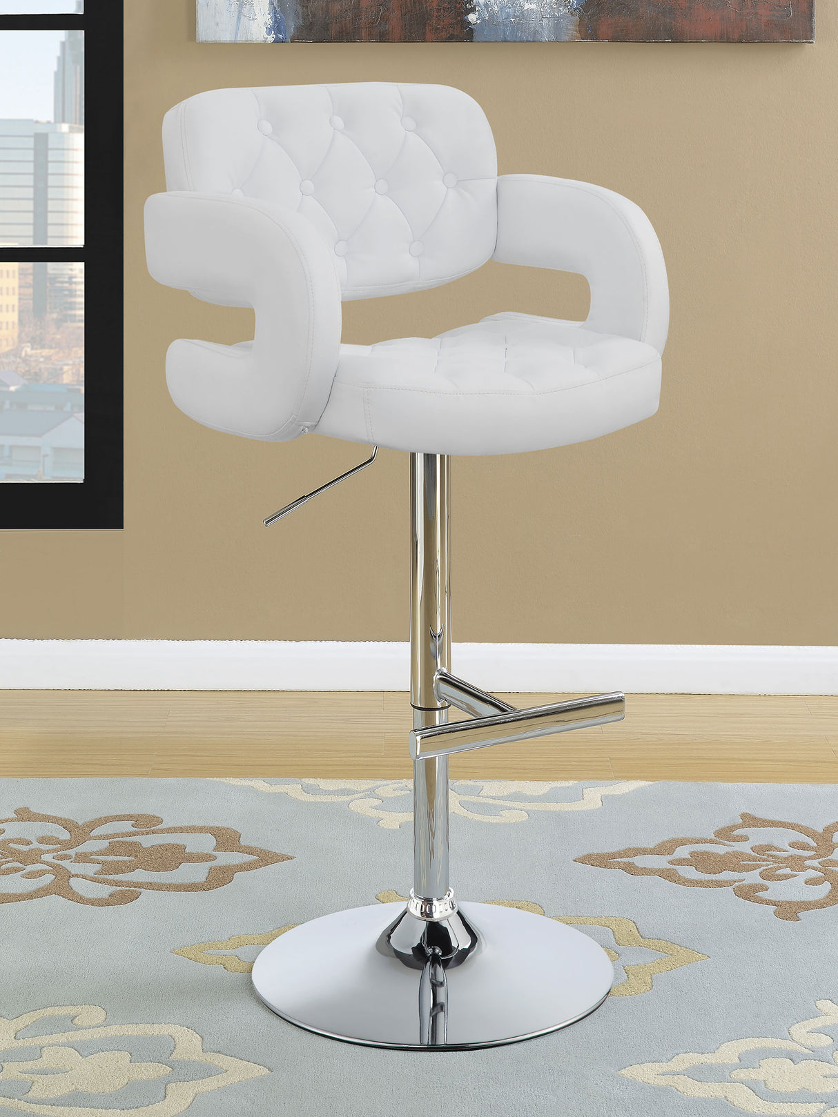 Brandi 29" Adjustable Height Bar Stool Chrome And White