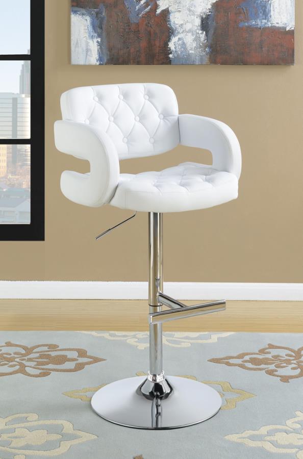 Brandi 29" Adjustable Height Bar Stool Chrome And White