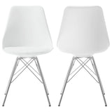 Juniper Armless Dining Chairs White And Chrome (Set Of 2)