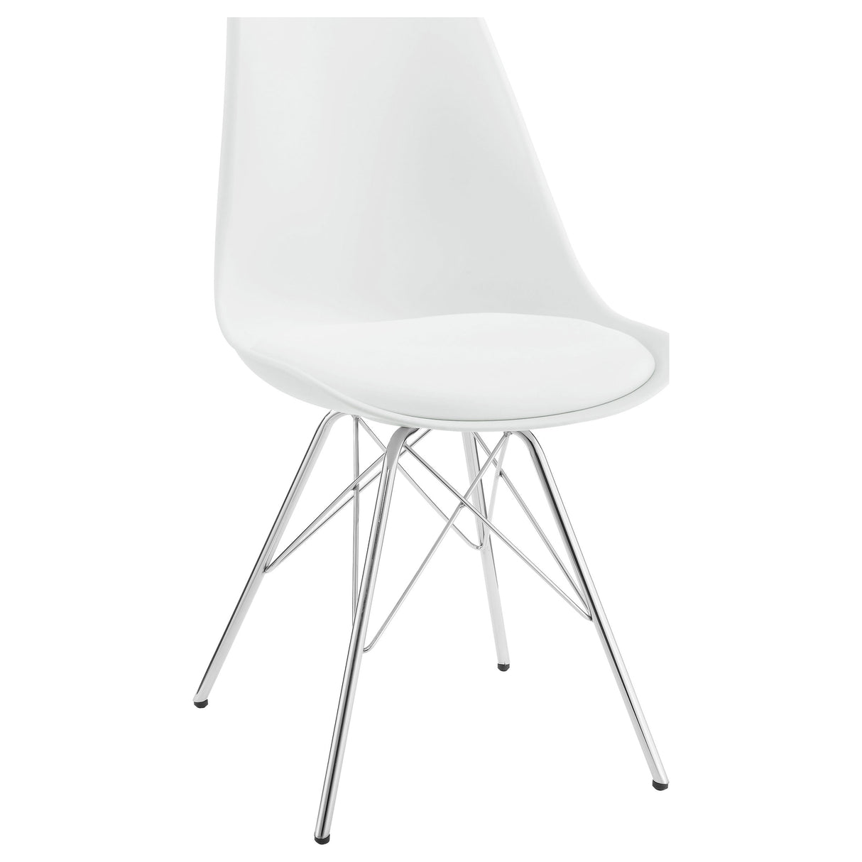 Juniper Armless Dining Chairs White And Chrome (Set Of 2)