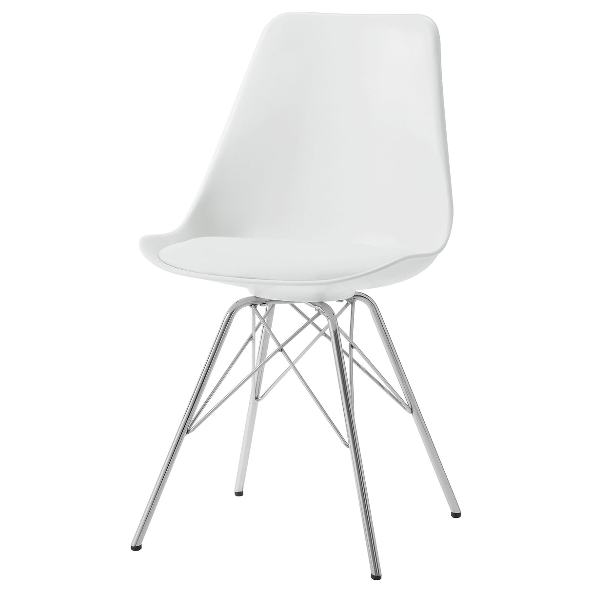 Juniper Armless Dining Chairs White And Chrome (Set Of 2)