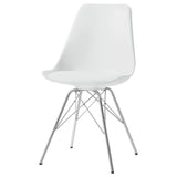 Juniper Armless Dining Chairs White And Chrome (Set Of 2)