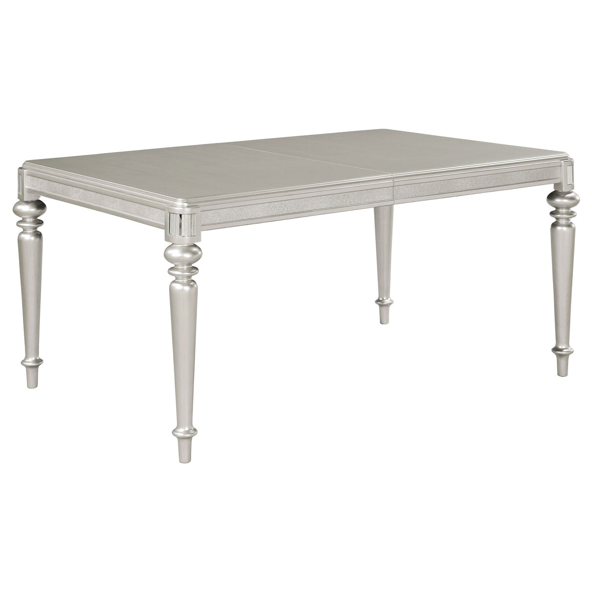 Danette Rectangular Dining Table With Leaf Metallic Platinum