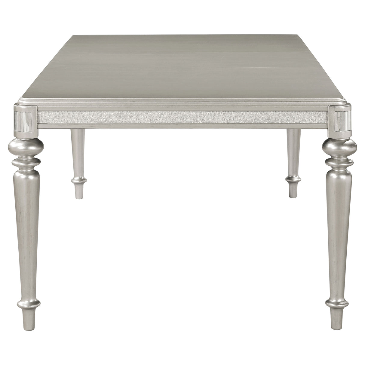 Danette Rectangular Dining Table With Leaf Metallic Platinum