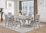 Danette Rectangular Dining Table With Leaf Metallic Platinum