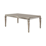 Danette Rectangular Dining Table With Leaf Metallic Platinum