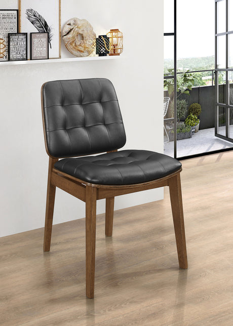 Otterson Tufted Back Side Chairs Natural Walnut And Black (Set Of 2)