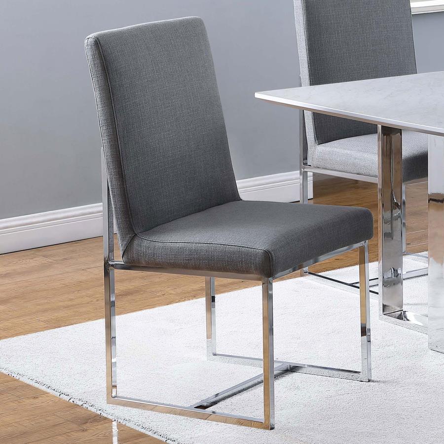 Mackinnon Upholstered Side Chairs Grey And Chrome (Set Of 2)