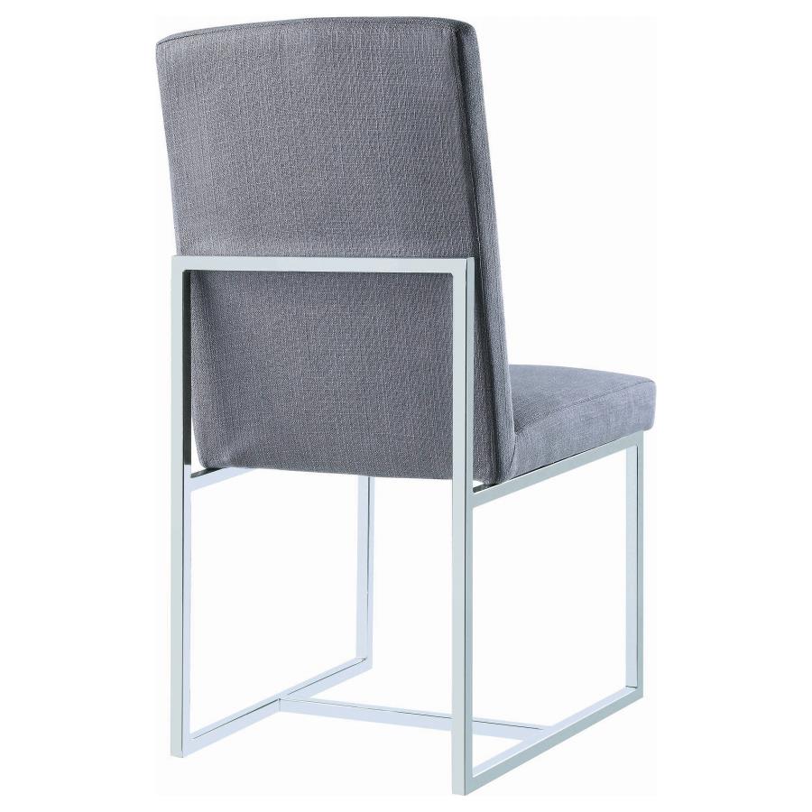 Mackinnon Upholstered Side Chairs Grey And Chrome (Set Of 2)