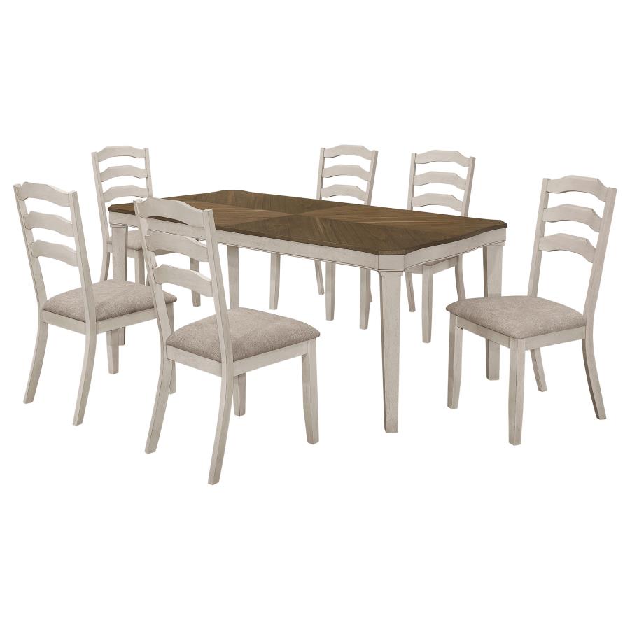 Ronnie Rustic Cream 7-Piece Rectangular Dining Table Set