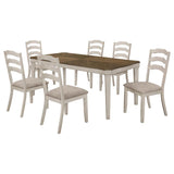 Ronnie Rustic Cream 7-Piece Rectangular Dining Table Set