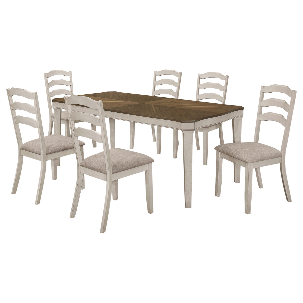 Ronnie Rustic Cream 7-Piece Rectangular Dining Table Set