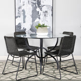 Aviano Gummetal 5-Piece Round Glass Top Dining Table Set Gunmetal