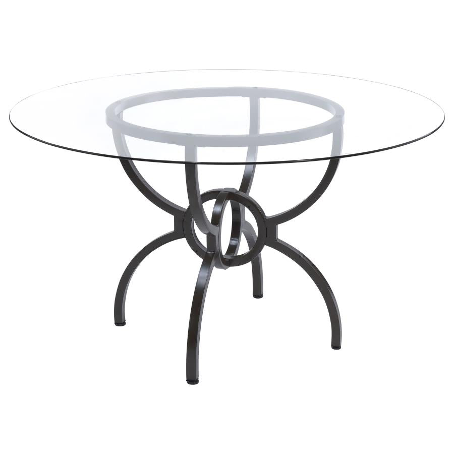 Aviano Gummetal 5-Piece Round Glass Top Dining Table Set Gunmetal